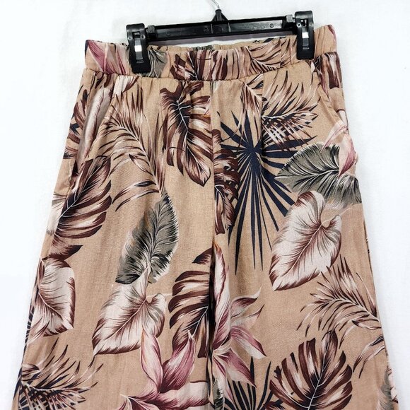 Elie Tahari 100% Linen Cropped Wide Leg Pants Size Small Tropical Beige - Picture 9 of 13